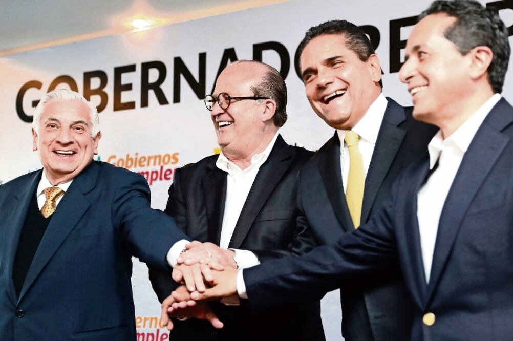 Los gobernadores Arturo Núñez, Graco Ramírez, Silvano Aureoles y Carlos Joaquín González exigen piso parejo rumbo a 2018 a la dirigencia perredista (ARCHIVO EL UNIVERSAL)