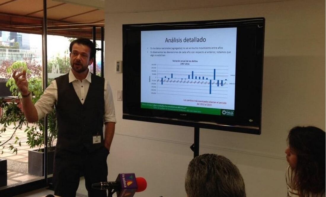 James Patrick, former police officer in London, works with México Evalúa to investigate crime data (Photo: Twitter @mexevalua)