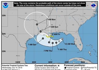 Se forma tormenta tropical “Barry” en el Golfo de México