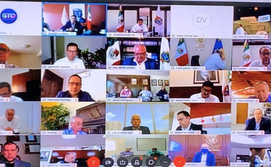 Gobernadores de 12 estados del país sostuvieron la primera reunión virtual “Hacia un nuevo federalismo”. Foto: Captura de pantalla