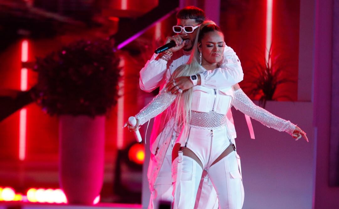 Karol G y Anuel AA. Foto: AP