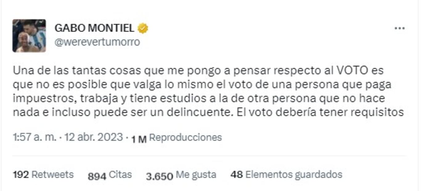 El youtuber Gabo Montiel fue tundido en redes sociales por dar su opinión respecto al voto.