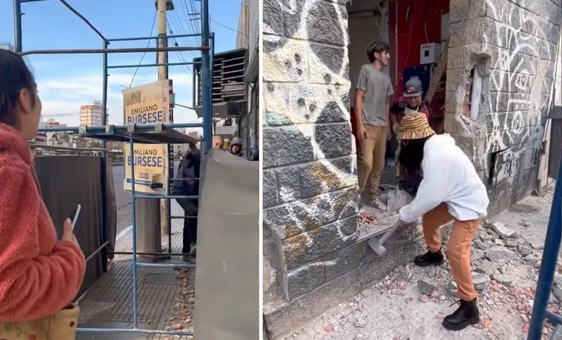 El particular pedido de dos mujeres a unos obreros. Fuente: Captura video