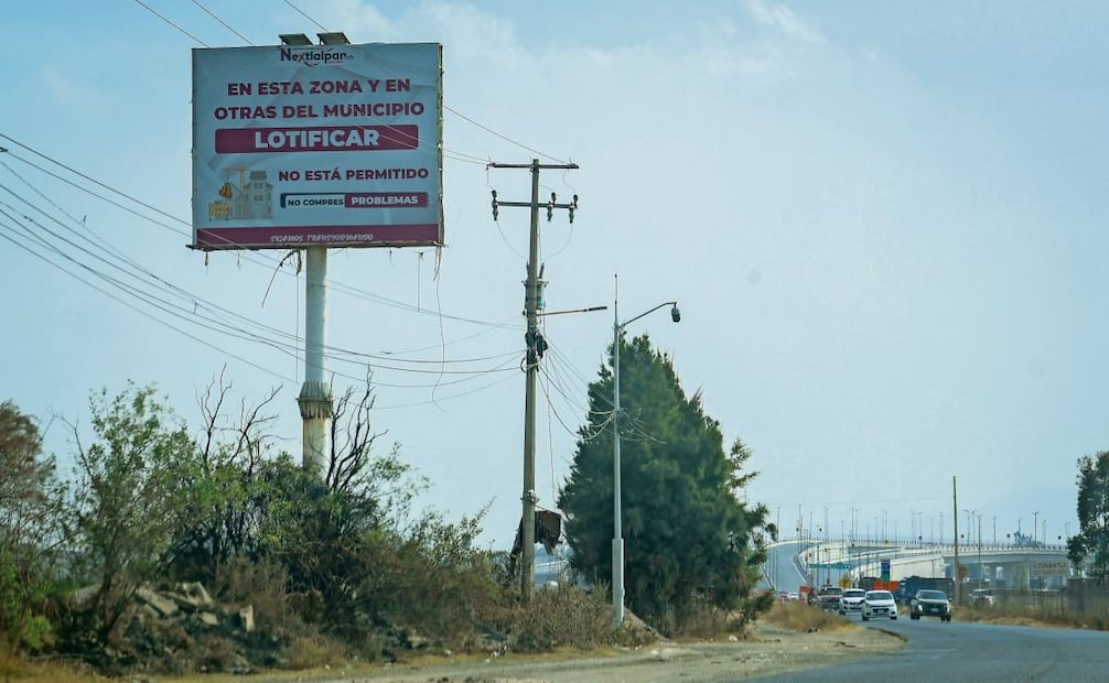 En el centro logístico T-Mex Park, el
gobierno de Nextlalpan advierte que el
terreno no se vende. Foto: Luis Camacho / EL UNIVERSAL