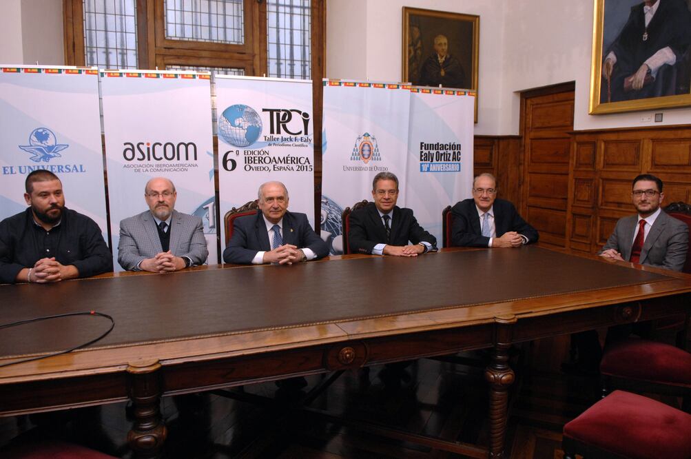De izquierda a derecha José Antonio Jiménez de las Heras, Carlos Fernández Collado, Vicente Gotor Santamaría, Enrique Bustamante, José Muñiz y Eliseo Ocampo (Ana Anabitarte/ EL UNIVERSAL)