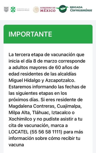 Miguel Hidalgo y Azcapotzalco, las próximas alcaldías donde se aplicará la vacuna contra Covid-19