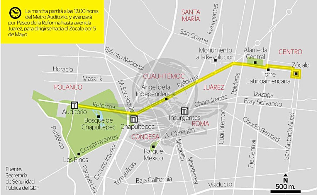 Se liberarán las vialidades cuando pasen los manifestantes./Especial - EL UNIVERSAL