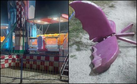 Con personas en él, juego mecánico se desbarata en Feria del Carmen en Campeche