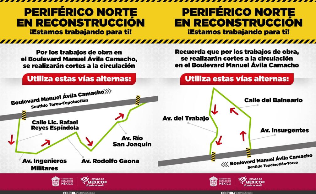 Vías alternar por cortes a la circulación por obra en Periférico Norte (01/01/2026). Foto: Especial