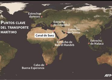 Canal de Suez suspende navegación por buque varado
