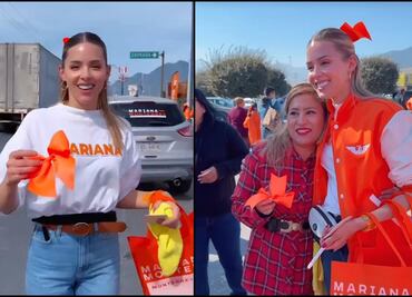 Mariana Rodríguez se vuelve "coquette" y regala moños naranjas en Monterrey