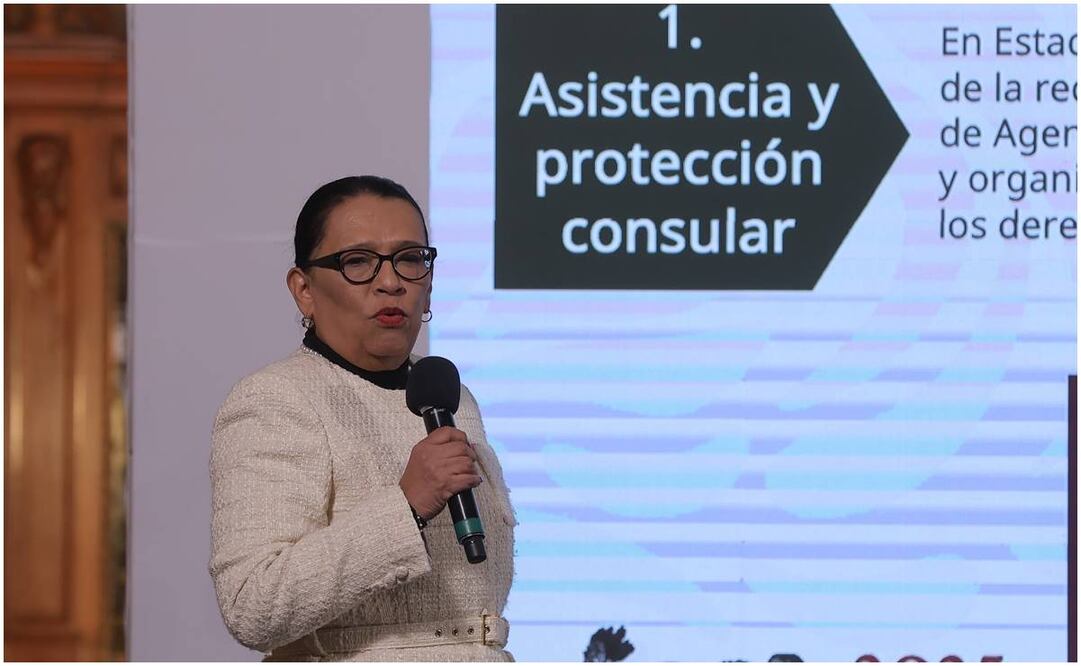 Rosa Icela Rodríguez, secretaria de Gobernación, durante la mañanera de este 28 de enero del 2025. Foto: Gabriel Pano / EL UNIVERSAL