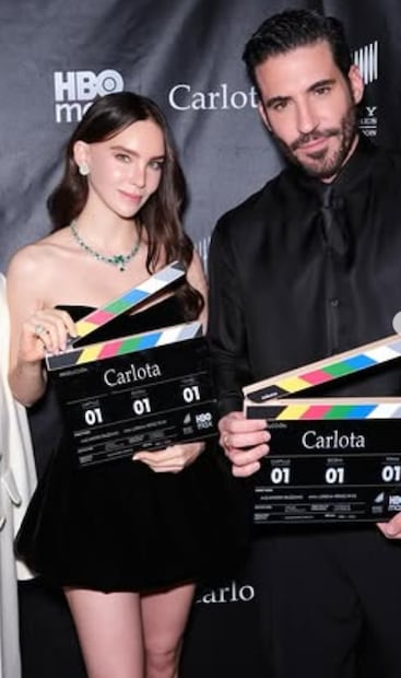 Belinda y Miguel Ángel Silvestre en el inicio del rodaje de "Carlota".