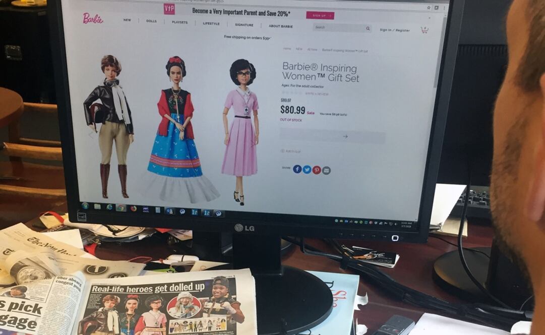 Imagen donde se ven algunas de las muñecas Barbie, entre ellas la de Frida Kahlo. Foto: AFP / Laura Bonilla Cal