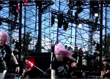 ¡Ouch! Vocalista de Garbage se cae en escenario