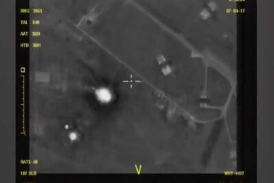 Dron shows Syrian airbase after US attack
