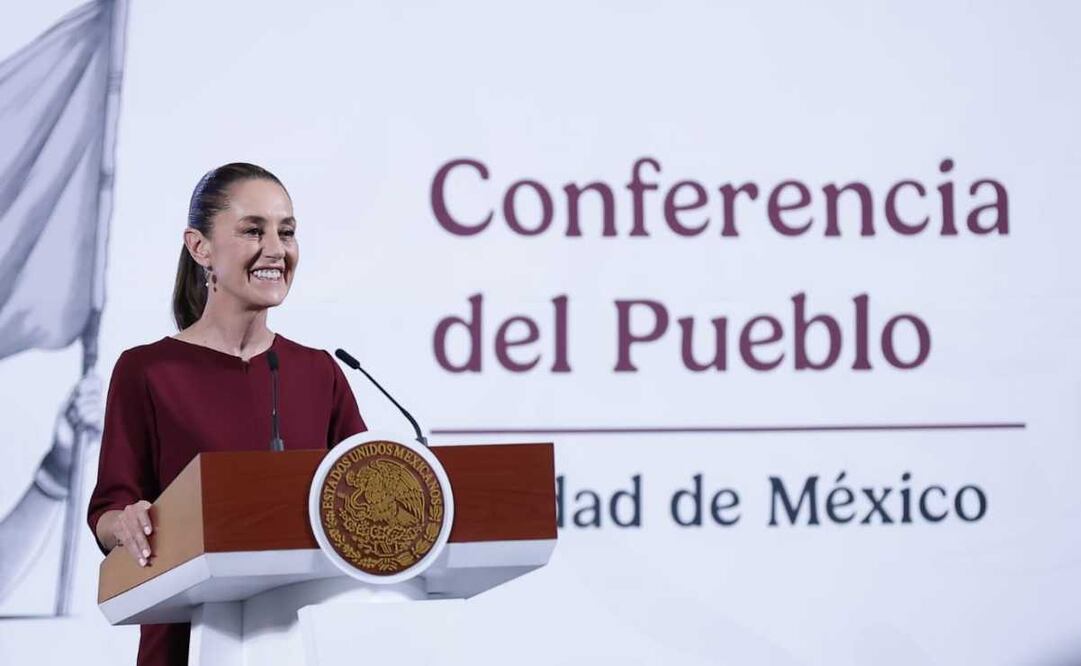 Claudia Sheinbaum, presidenta de México, durante la mañanera del 8 de abril del 2025 en Palacio Nacional. Foto: Fernanda Rojas / EL UNIVERSAL