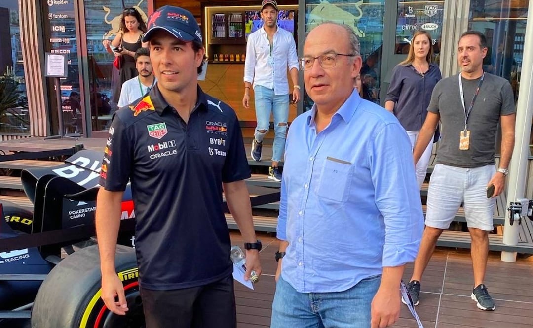 Foto: Tomada de Twitter/ Expresidente Felipe Calderón junto con Checo Pérez