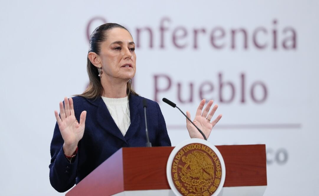 Claudia Sheinbaum en su conferencia matutina de este lunes 11 de agosto de 2025 en Palacio Nacional. Foto: EFE/ Mario Guzmán