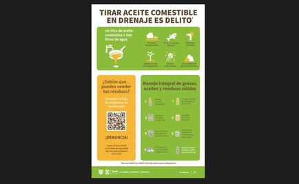 Gobierno de la CDMX emite recomendaciones sobre desecho de aceites