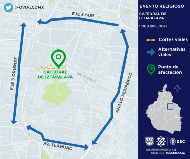 Habrá cierres en Ermita-Iztapalapa por Viacrucis de Semana Santa