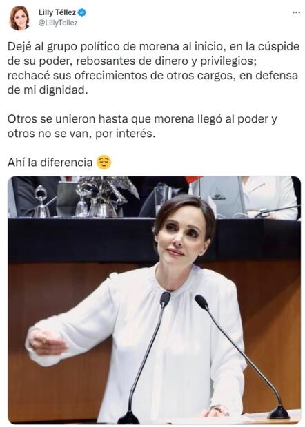 Lilly Téllez recuerda porqué dejó Morena, tras salida del PAN del senador Raúl Paz