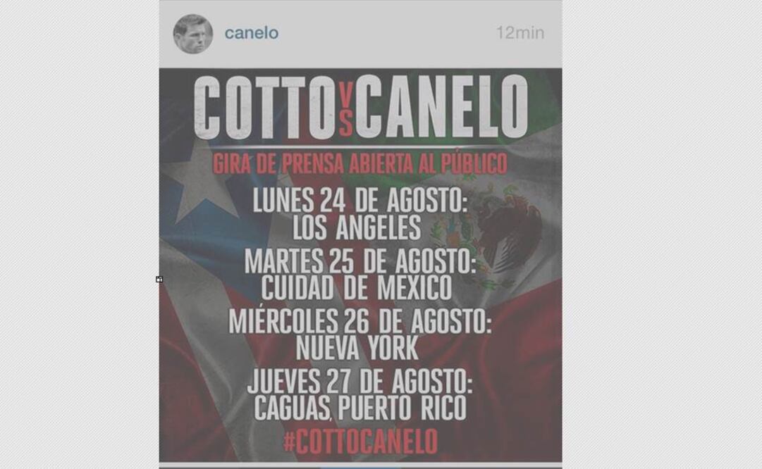 'Canelo'- Cotto, el martes en la Ciudad de México