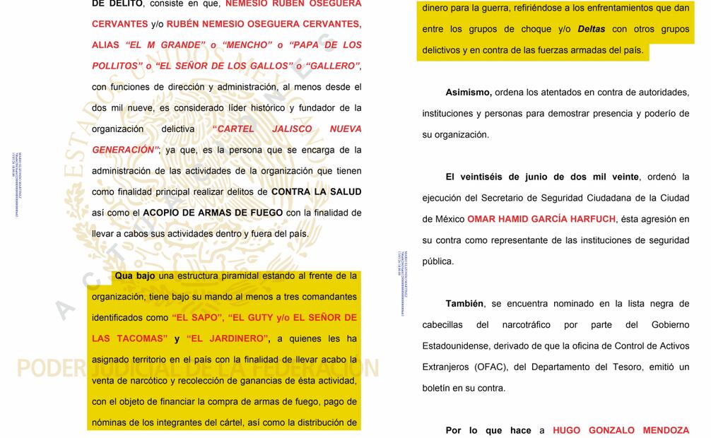 La Fiscalía General de la República mantenía bajo investigación a Nemesio Oseguera Cervantes, líder del Cártel Jalisco Nueva Generación.
