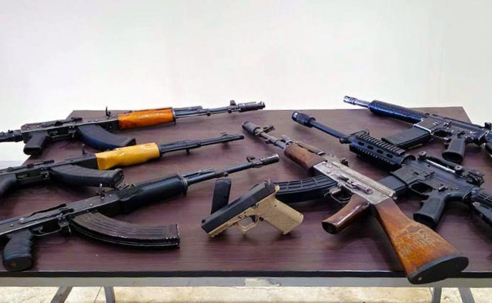 Armas aseguradas de integrantes de La Barredora en Puebla (06/01/2026). Foto: Especial