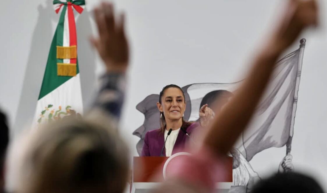La presidenta Claudia Sheinbaum durante la mañanera del 14 de agosto de 2025. Foto: Carlos Mejía/EL UNIVERSAL