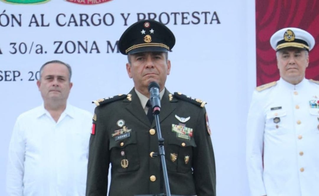 El General de Brigada Jesús Alejandro Adame Cabrera asumió el mando de la 30 Zona Militar con sede en Villahermosa, Tabasco. Foto: Especial