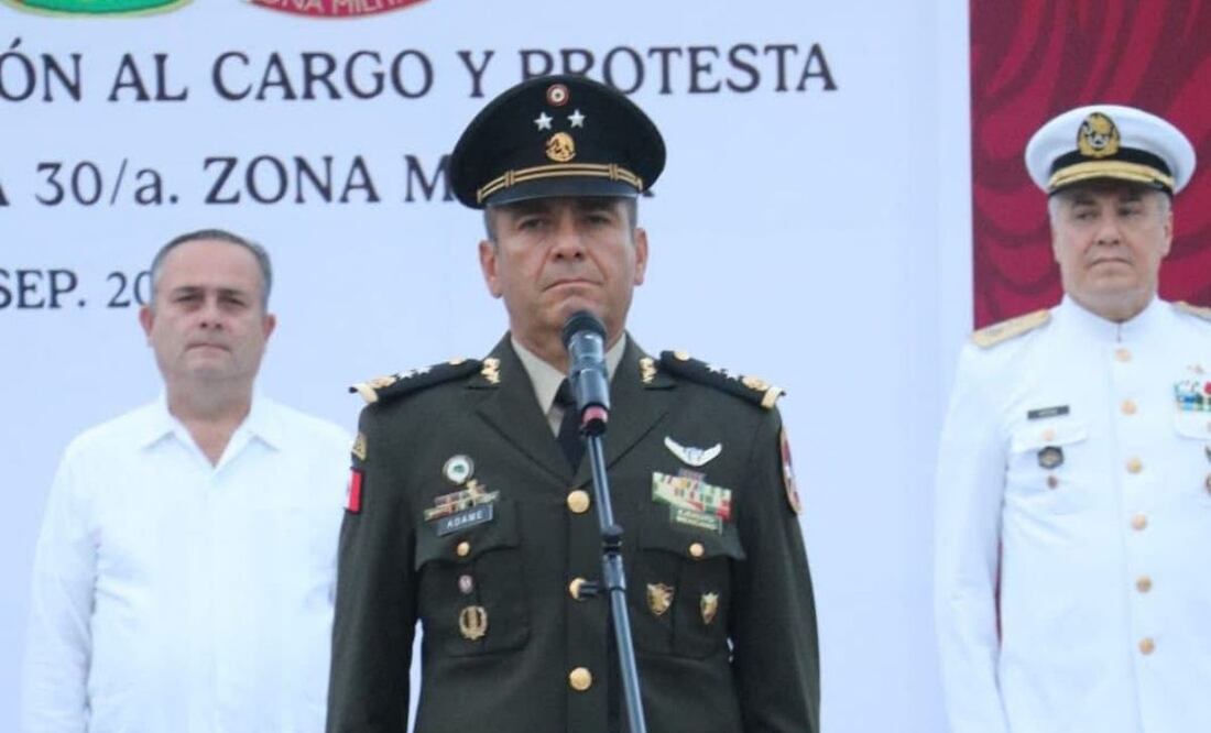 El General de Brigada Jesús Alejandro Adame Cabrera asumió el mando de la 30 Zona Militar con sede en Villahermosa, Tabasco. Foto: Especial
