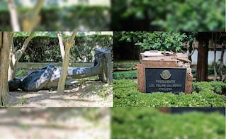 Arrumban en Los Pinos la estatua de Felipe Calderón