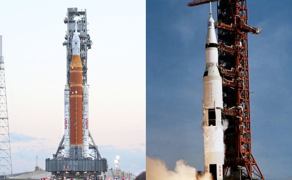 Artemis II y Apollo 17, respectivamente. (22/03/26) Fotos: AFP y NASA