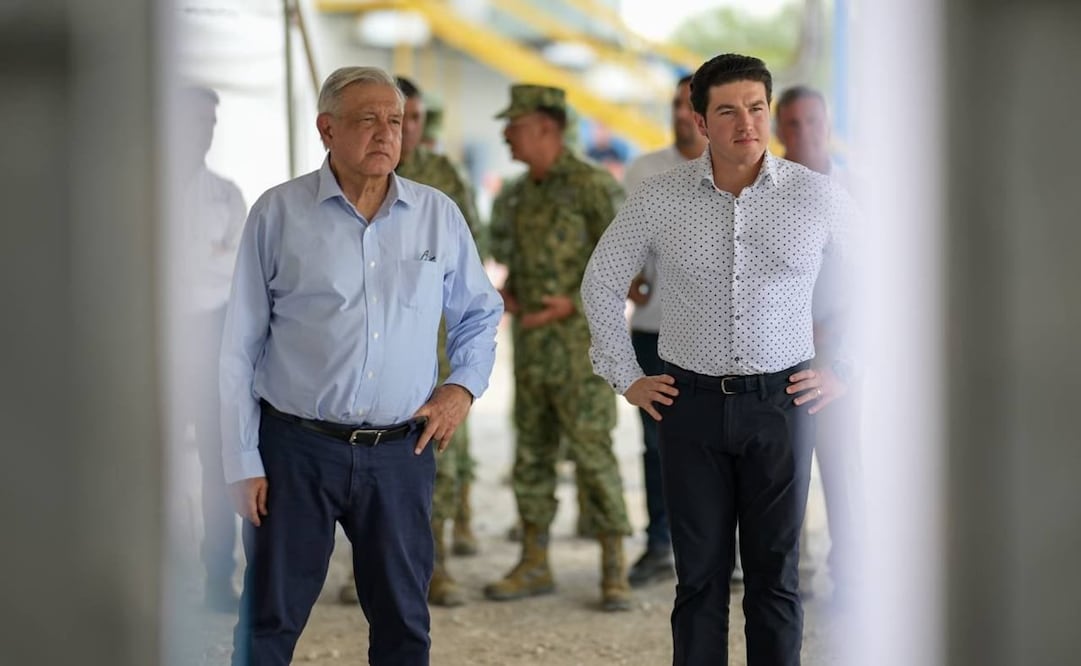 Andrés Manuel López Obrador acompañado del gobernador de Nuevo León, Samuel García. Foto: Twitter @samuel_garcias