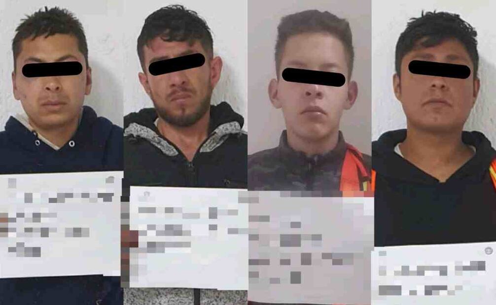 Los detenidos, identificados como Jesús “N”, Martín Alejandro “N”, Alexander “N” y Daniel Antuan “N”. Foto: Especial