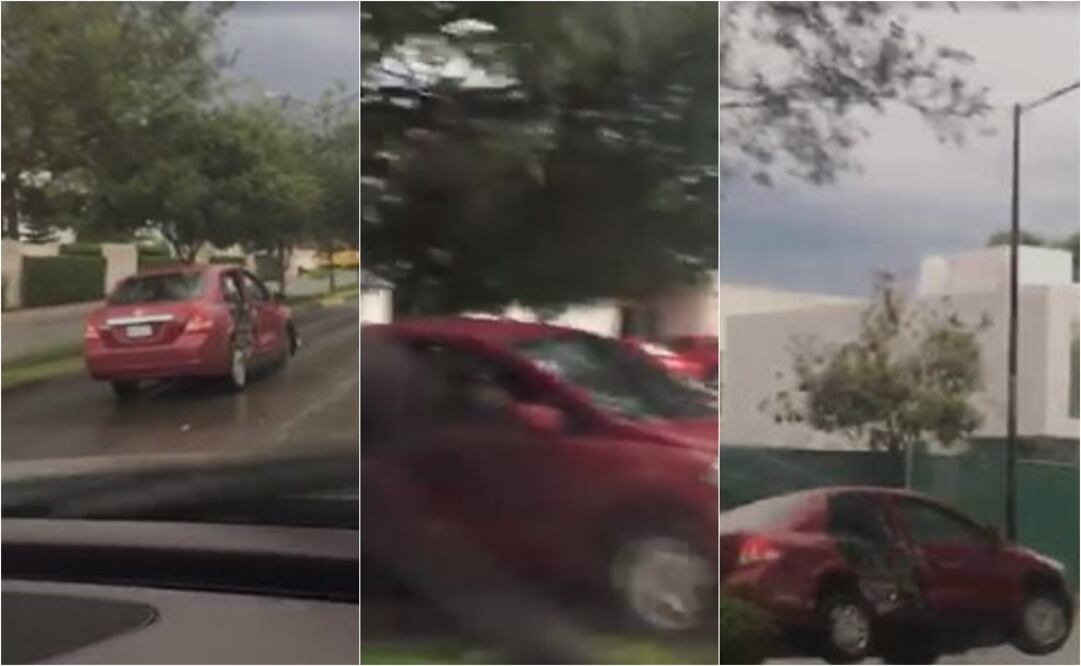 Video. Automovilista zigzaguea y destroza todo a su paso en Zapopan