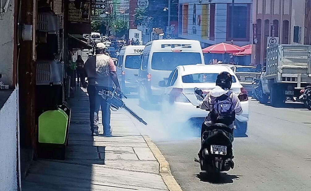 Personas fumigan para evitar la propagación del mosco portador de la enfermedad. Foto: Especial