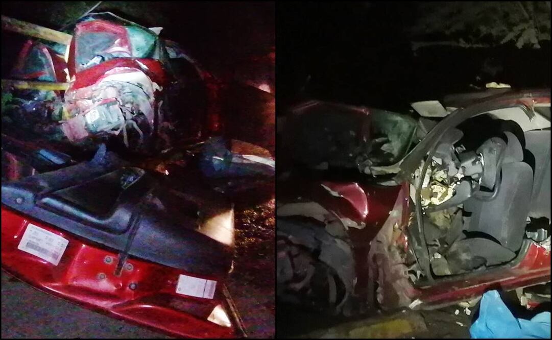 Militar queda prensado en su auto antes de llegar al trabajo en Sinaloa. Foto: Especial.