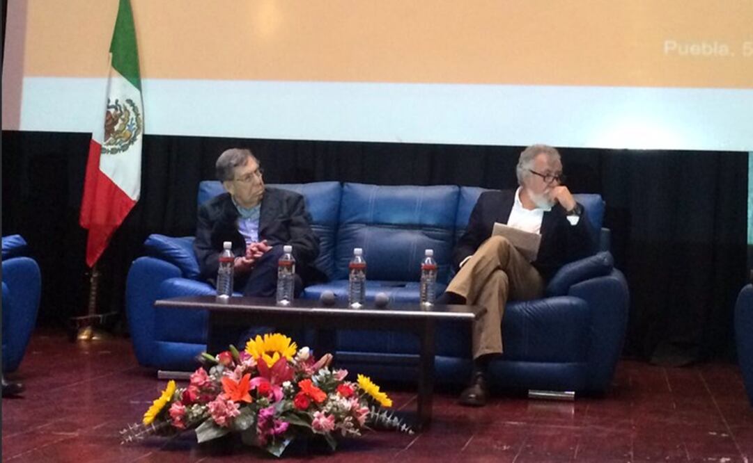 Cuauhtémoc Cárdenas y el senador Alejandro Encinas estuvieron en Puebla para hablar de un nuevo proyecto para la nación. /Tomada de @A_Encinas_R