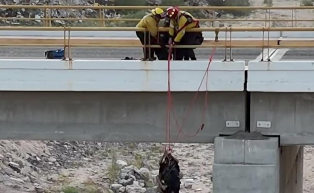 Rescatan a mujer que pretendía lanzarse de un puente en Baja California Sur (01/02/2026). Foto: Especial