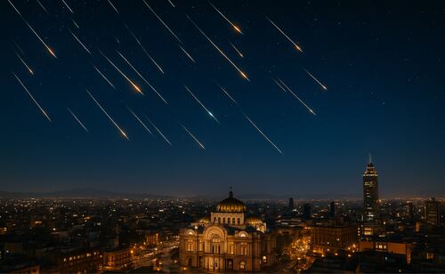 La lluvia de meteoros de divide en dos corrientes
s del Norte. Foto: Imagen generada con IA
