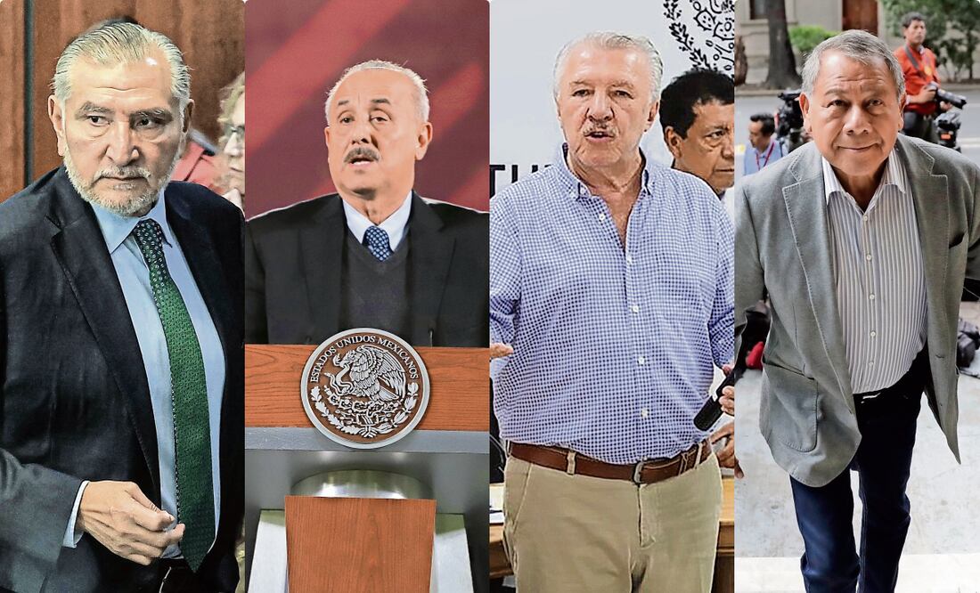 Adán Augusto López y Carlos Manuel Merino, exgobernadores de Tabasco; Jaime Lastra, exfiscal de la entidad, y el general Audomaro Martínez, exdirector de Inteligencia, tuvieron cercanía con el Comandante H. Fotos: Archivo EL UNIVERSAL