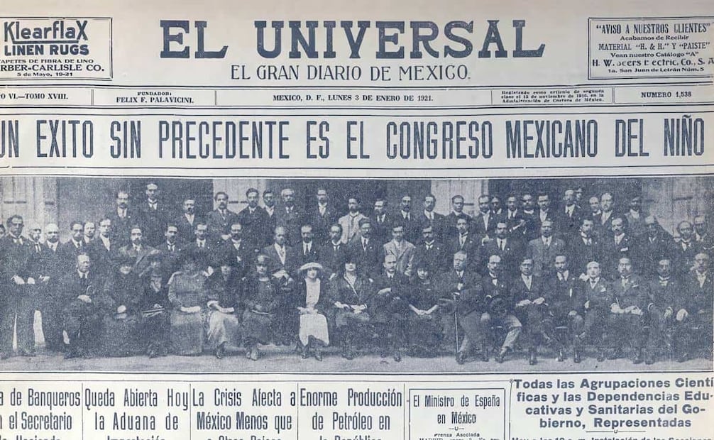 Cobertura de la primera jornada en el Congreso Mexicano del Niño. Se presentaron 3 trabajos de eugenesia, 14 de pediatría médica, 3 de pediatría quirúrgica, 24 de higiene infantil, 31 de enseñanza y 11 de legislación.  Foto: Hemeroteca EL UNIVERSAL