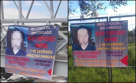 "Me encantan las casadas"; con mantas, exhiben a esposo infiel en Coahuila