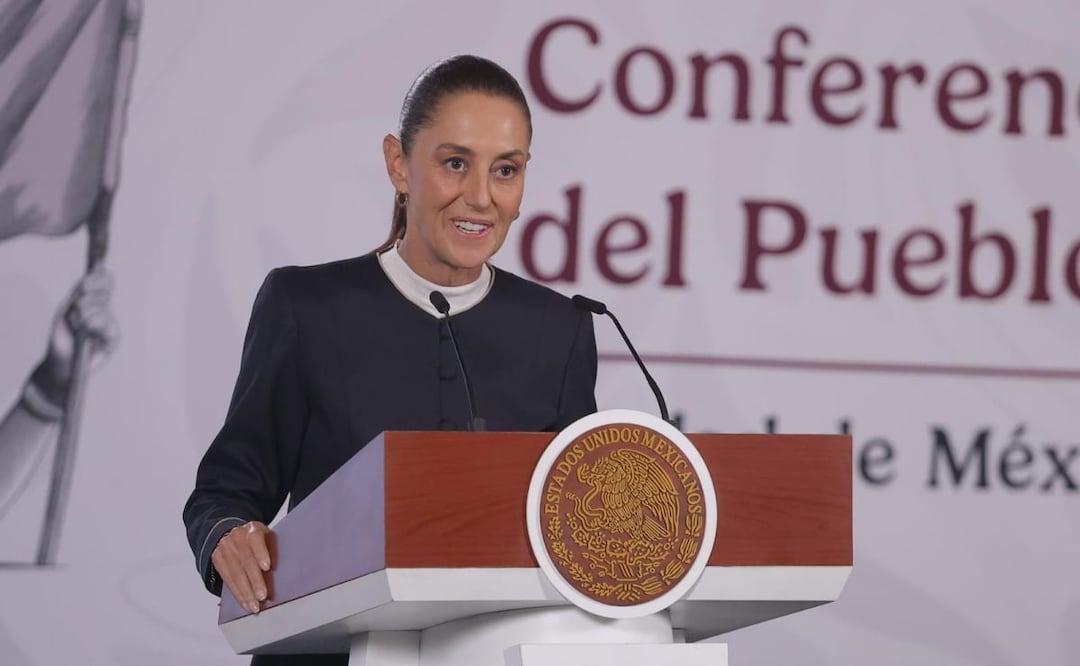 Presidenta Claudia Sheinbaum durante “La Mañanera del Pueblo” desde Palacio Nacional este 27 de agosto del 2026. Foto: Gabriel Pano / EL UNIVERSAL