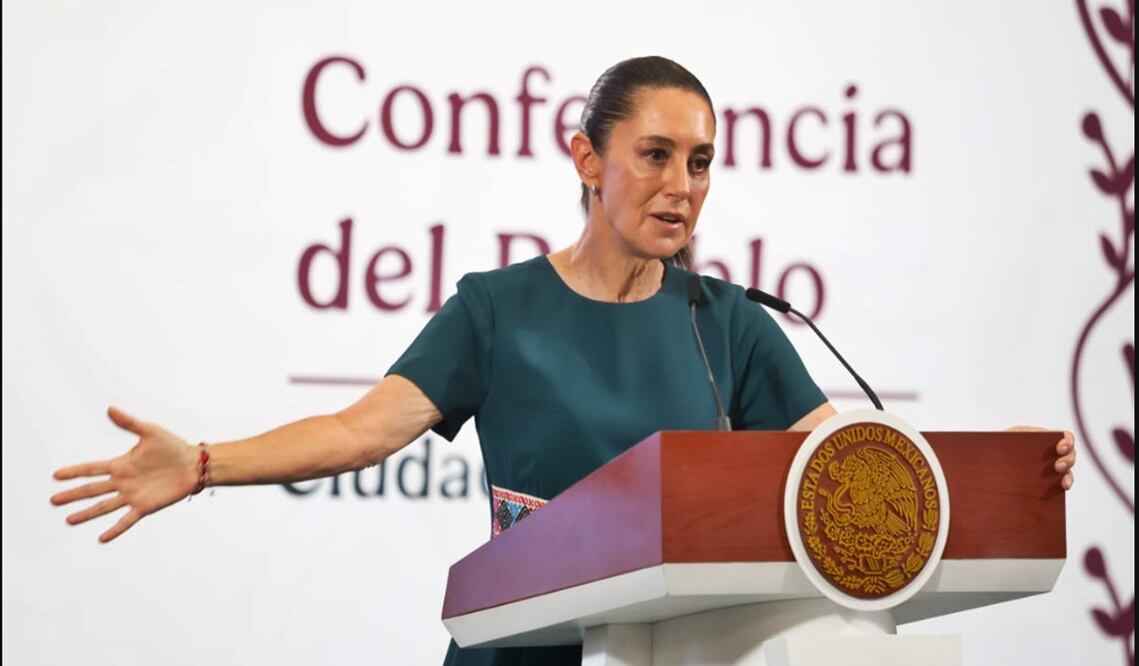 La presidenta Claudia Sheinbaum en la mañanera del 16 de mayo de 2025. Foto: Axel Sánchez/EL UNIVERSAL
