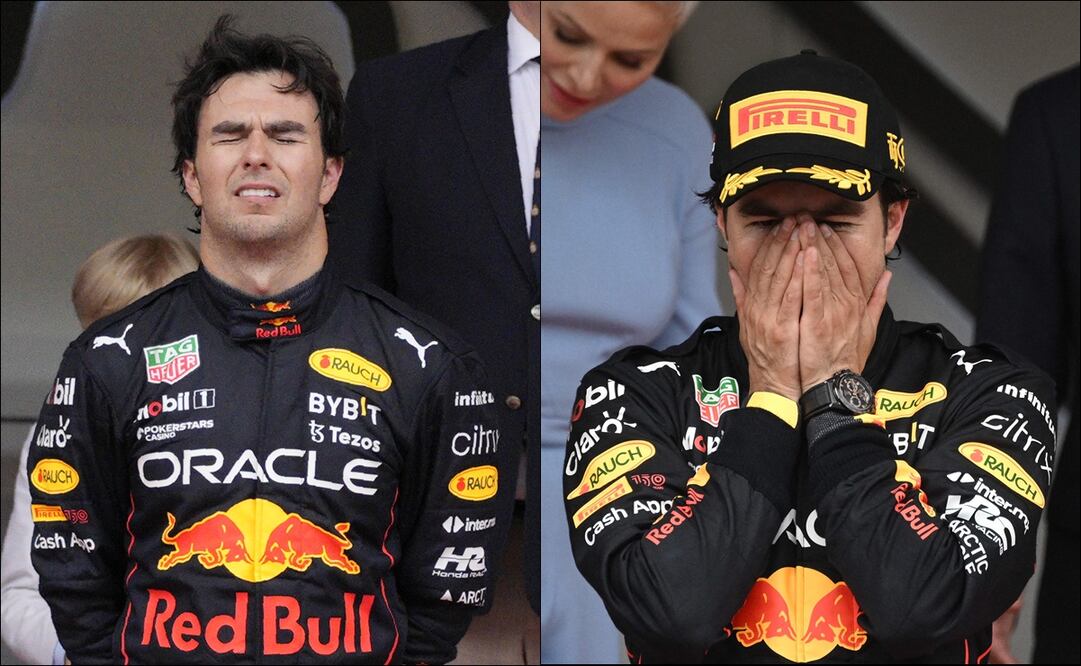 CHECO PÉREZ EN LLANTO DURANTE LA PREMIACIÓN DEL GP DE MÓNACO - FOTO: ESPECIAL