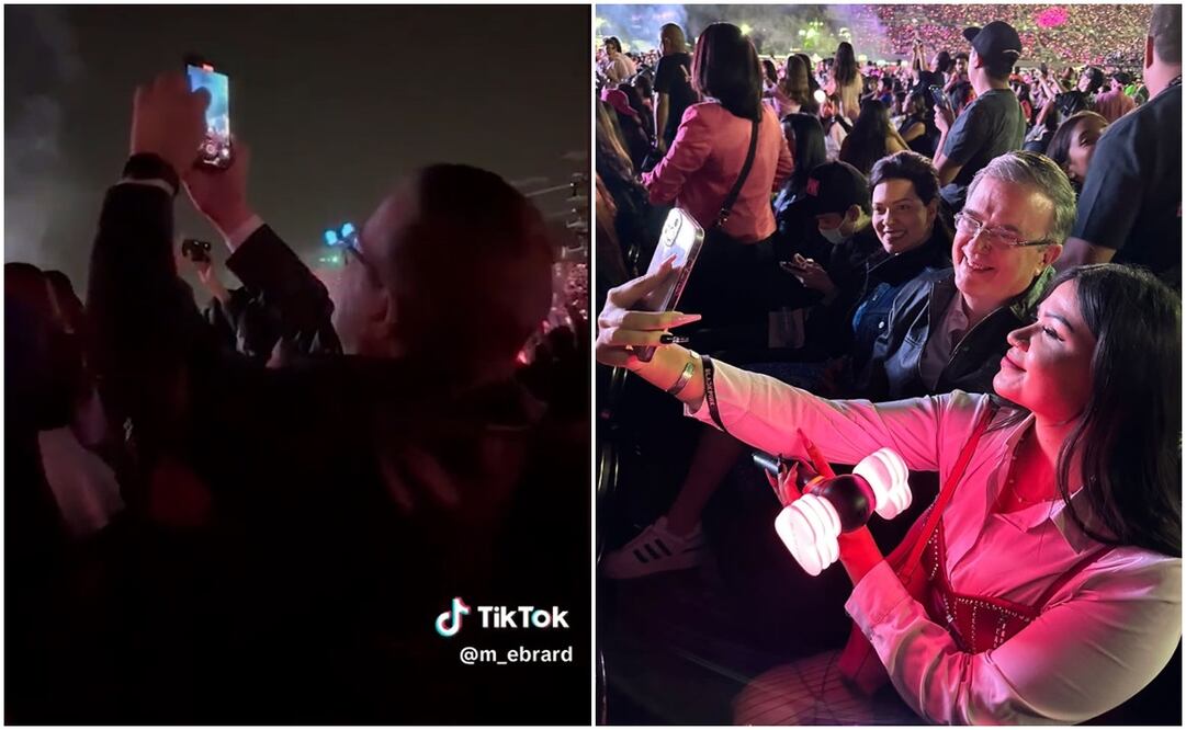 Marcelo Ebrard y su esposa en el concierto de Blackpink. Foto: Tomada de Twitter y Tik Tok de Marcelo Ebrard