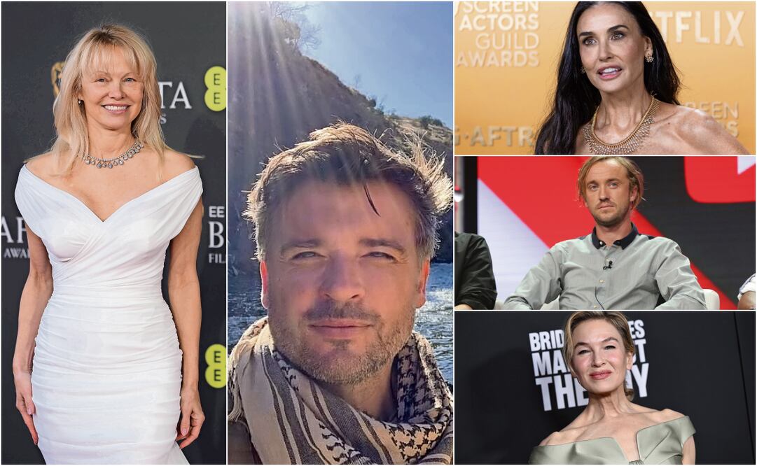 Pamela Anderson, Tom Welling, Demi Moore, Tom Felton y Renée Zellweger. Fotos: Instagram y EFE